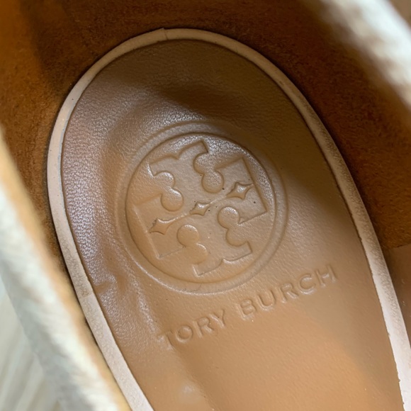 TORY BURCH Platform Cork Wedge Women's Shoes Size 9 Cap Toe Beige Tan - Picture 6 of 11